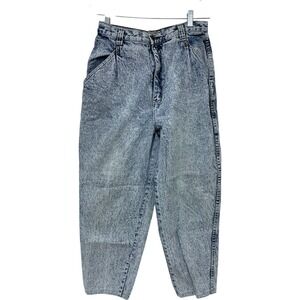 Vintage Acid Wash Jeans High Waist‎ Tapered Leg Denim Pants 28"